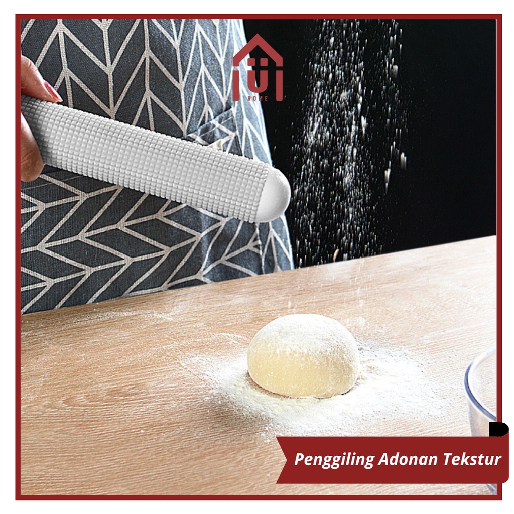 UNISO -  PENGGILING ADONAN TEKSTUR ANTI LENGKET / STICK GILINGAN ADONAN PASTEL / ROLLING PIN ADONAN KUE