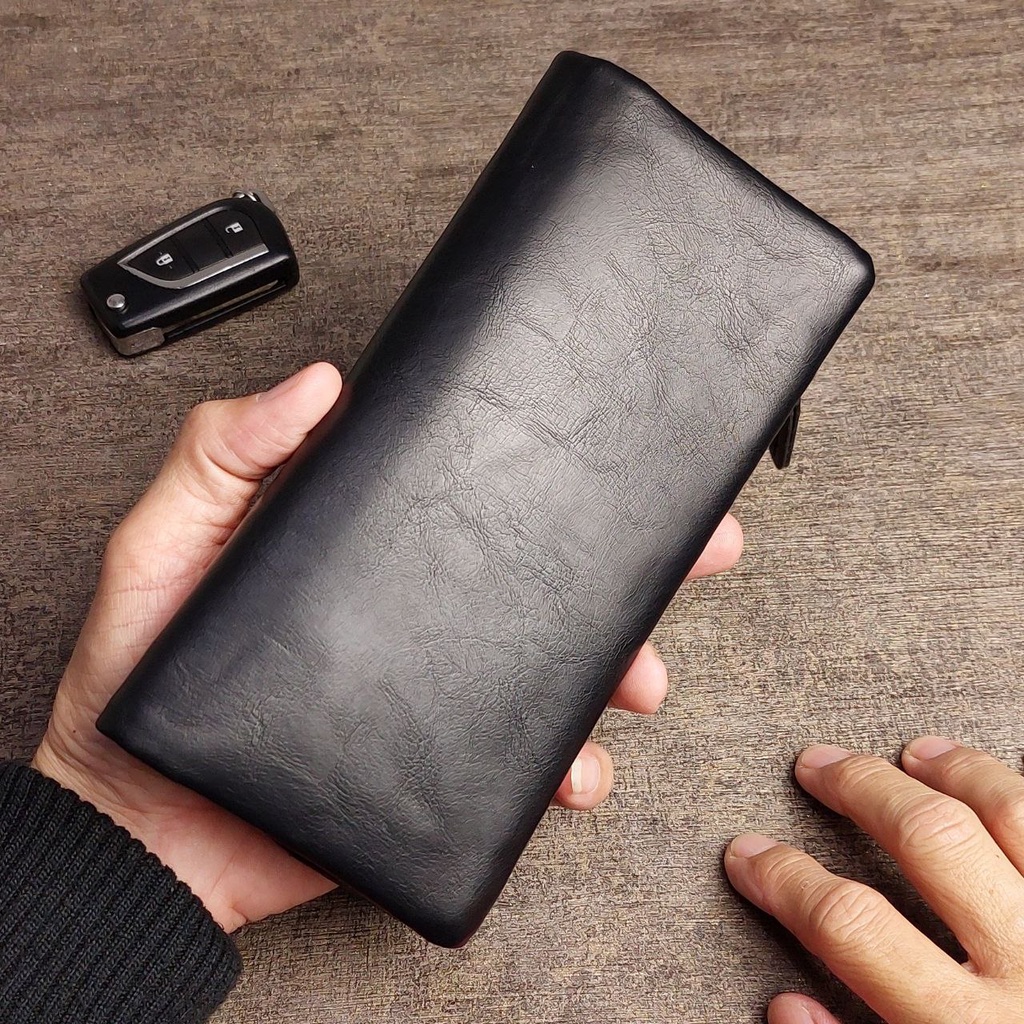 Dompet Emir Lipat Pria Men Laki Laki Bahan Kulit Sapi Wallet Emir Dompet Panjang Lipat Fashion