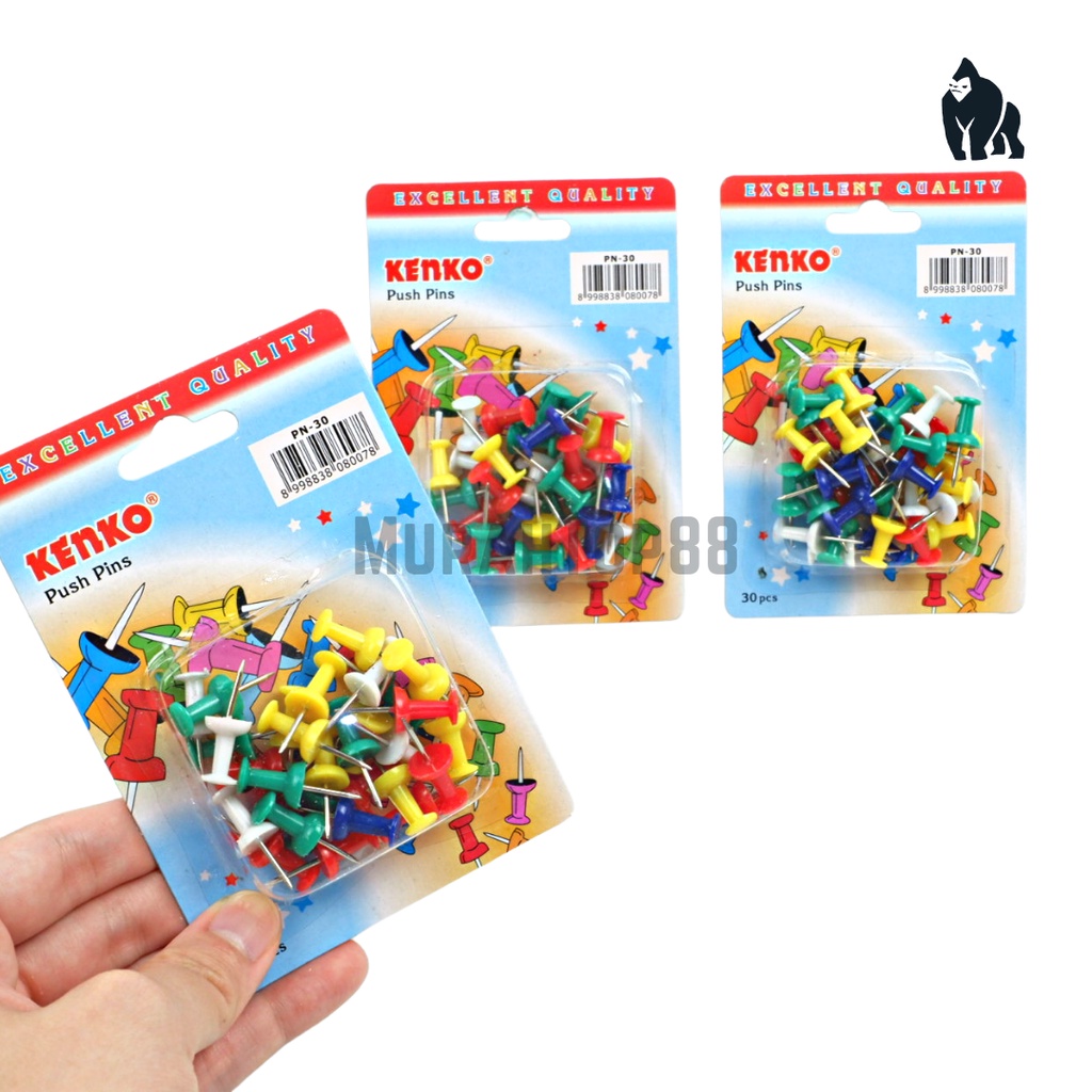 

Push Pins Kenko PN-30 / Jarum Tekan Paku Pin Warna Warni 30 pcs