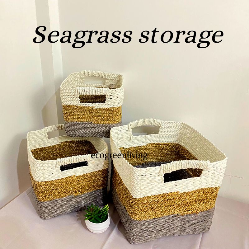 Seagrass storage box / Box recta square seagrass satuan