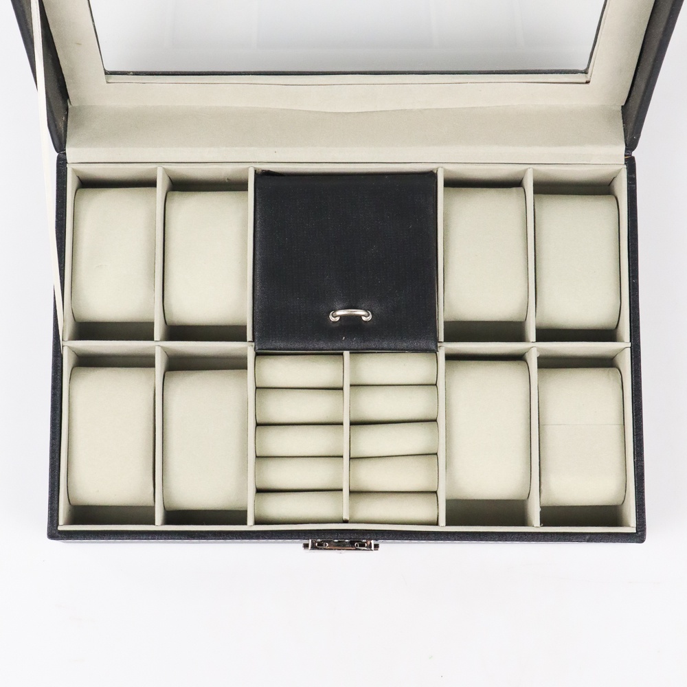 Kotak Perhiasan dan Jam Tangan Organizer Box - Black