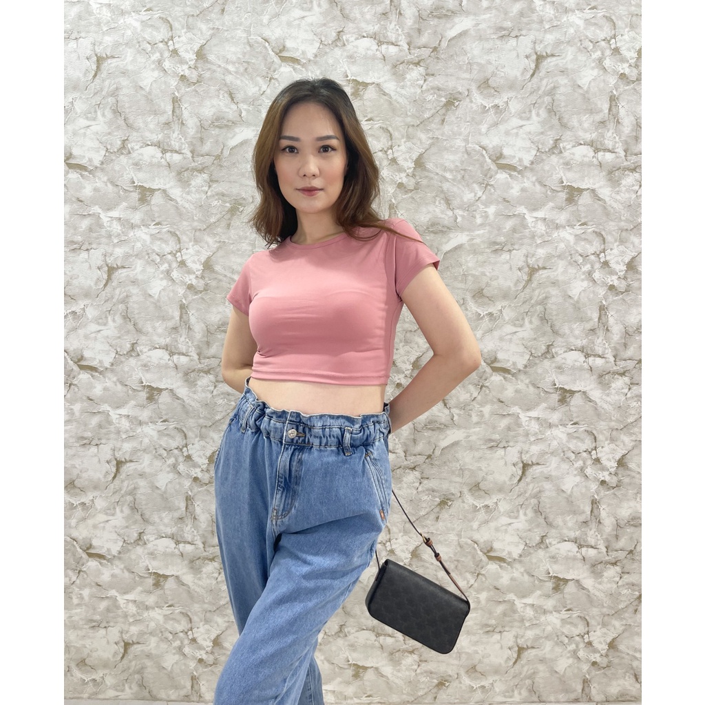 MODAVIE - SKY CROP TOP Baju Wanita Crop Top Korea Basic Crop Tee Korean Kaos Wanita Slim Fit