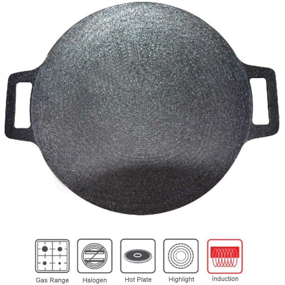 (BISA COD) FTIHSHP Rotisserie Wajan Masak Thick Cast Iron Pancake Pan Nonstick 33cm - C0045