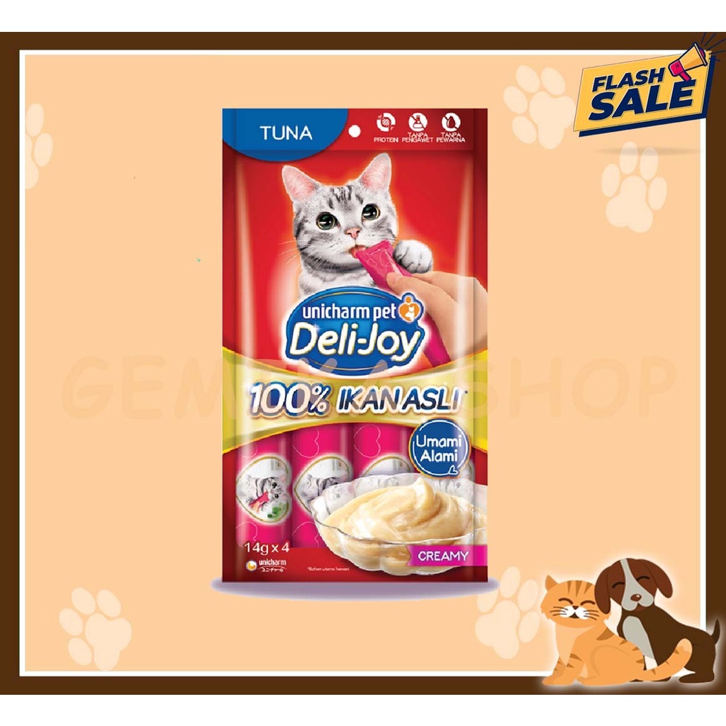 MAKANAN SNACK KUCING DELIJOY CREAMY PREMIUM ( 4 X 14 GR )