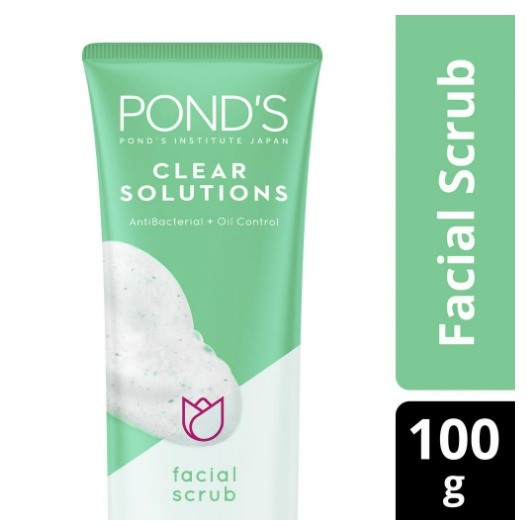 Ponds Clear Solutions Facial Scrub 100G - Pencegah Jerawat for Oily Skin with Herbal Clay
