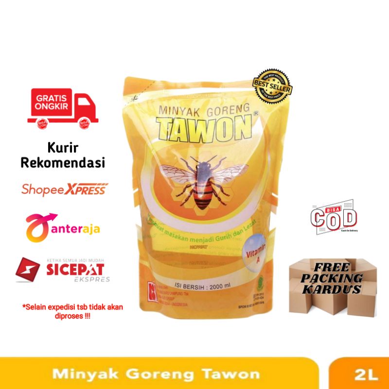 

MINYAK GORENG TAWON 2 LITER KEMASAN POUCH FREE PACKING