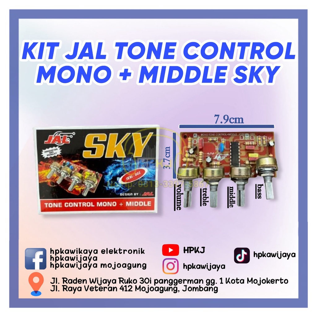 JAL KIT SKY TONE CONTROL MONO + MIDDLE IC LM324 tone mono middle sky