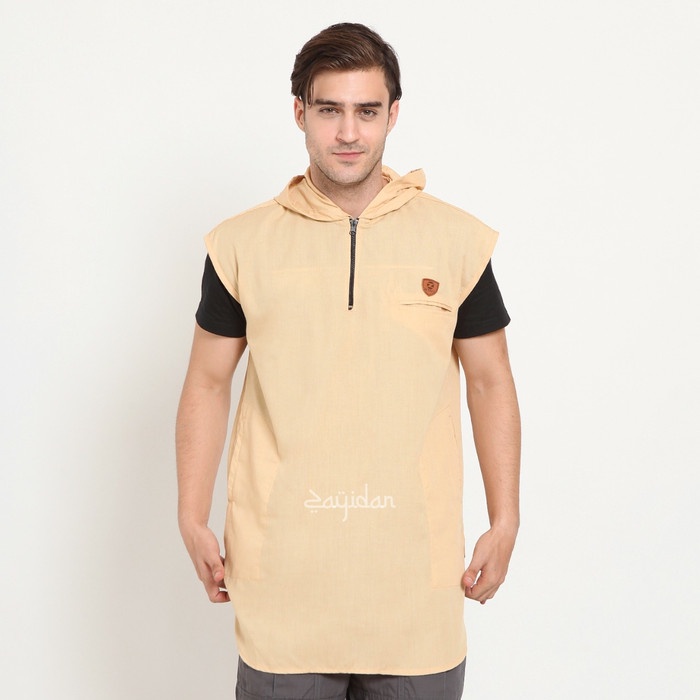 Rompi Sholat Zayidan Rompi Sholat Hoodie Muslim Pria - Khaki - Kuning, S(A6N1) IMPORT rompi sholat p