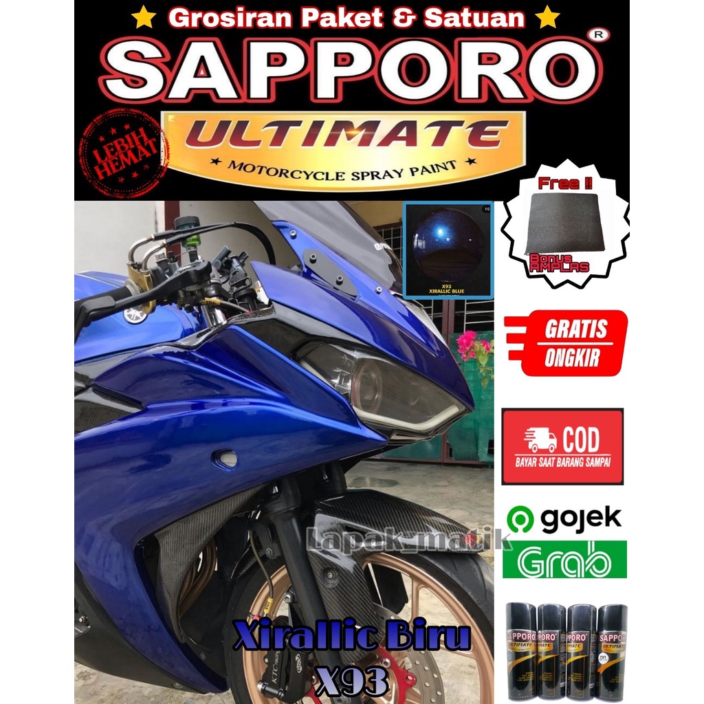 SAPPORO ULTIMATE X93 XIRALLIC BLUE BIRU / CAT SPRAY SEMPROT AEROSOL