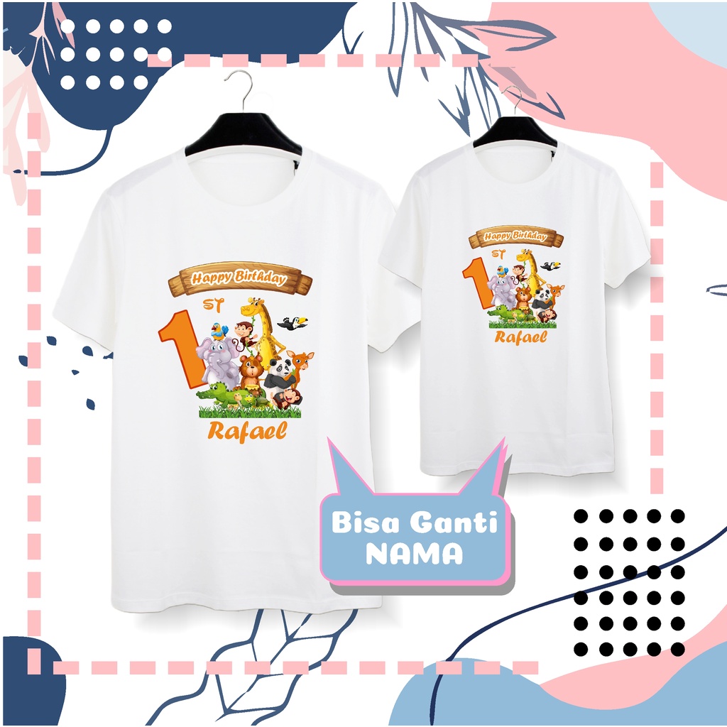 Kaos Ulang Tahun Anak ZOO / Kaos couple family anak / Setelan Pendek Keluarga / Kaos Custom animal Z