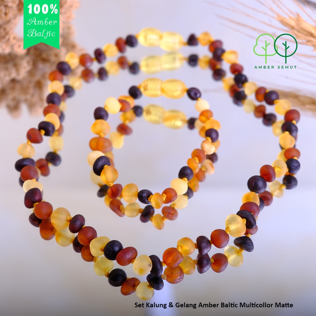 PROMO FREE GELANG - Kalung Amber Baltic Bayi dan Anak Set Multicollor Matte by AMBER SEMUT