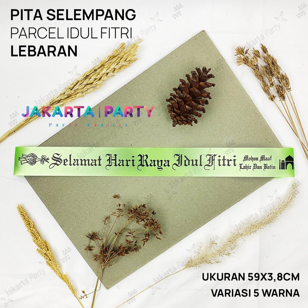 Pita Parcel Selamat Hari Raya Idul Fitri Hijau Muda / Pita Lebaran / Pita Idul Firi