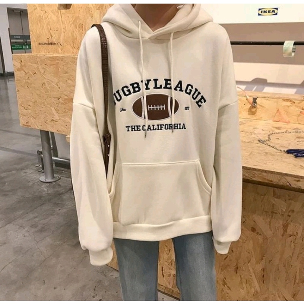 RUGBY LEAGUE HOODIE SWEATER JUMPER PRIA WANITA OVERSIZE GAYA SANTAI KOREAN FASHION