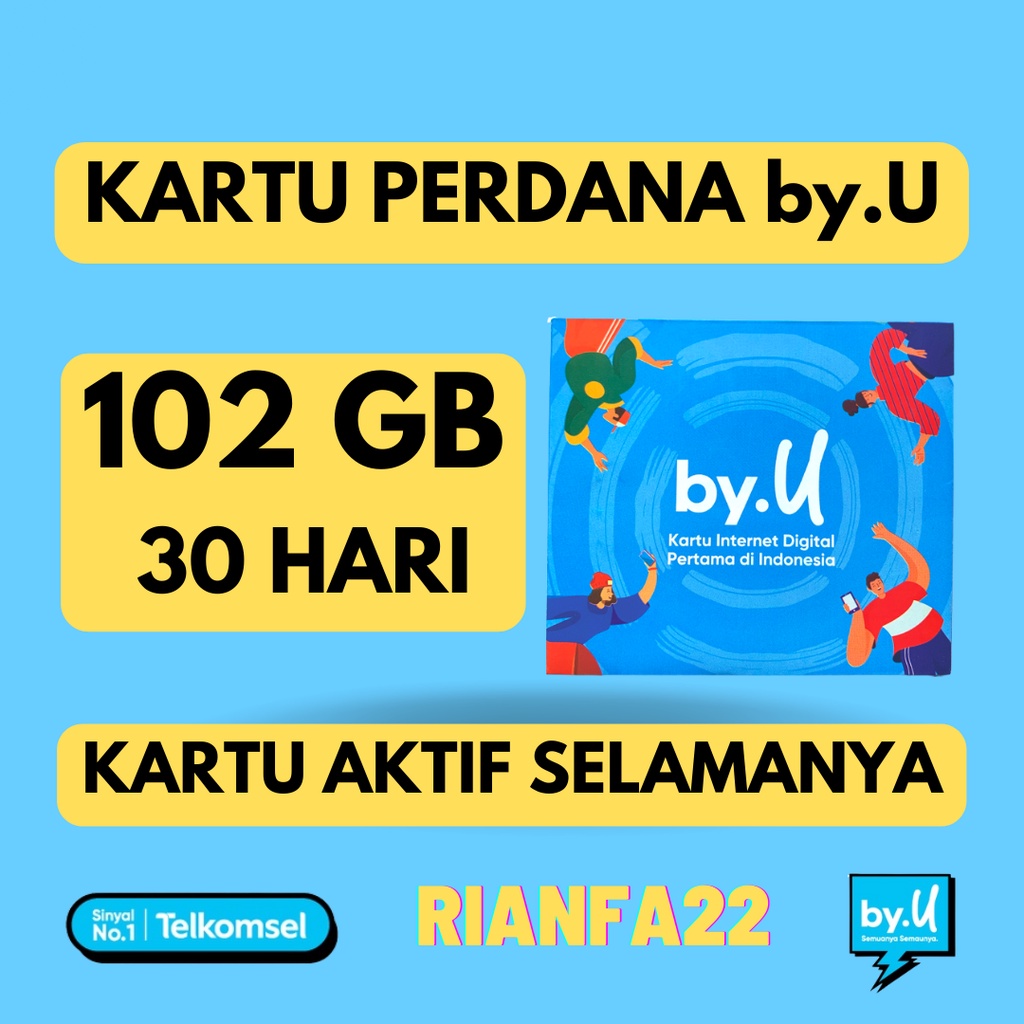 Kartu Perdana by.U byU by U Kuota 102 GB 30 HARI