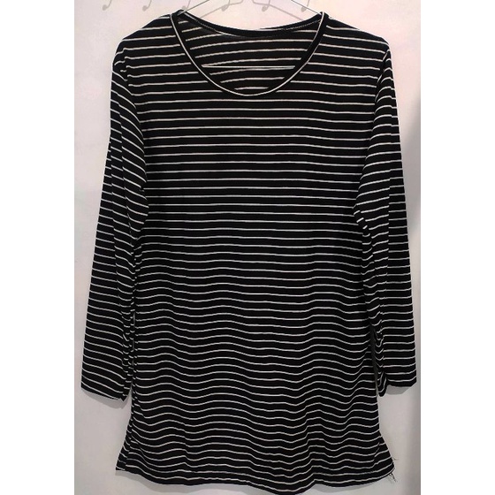 Kaos Atasan Baju Cewek Lengan Panjang Blouse Motif Bergaris Tunik Salur Wanita Blouse Tunic Bergaris
