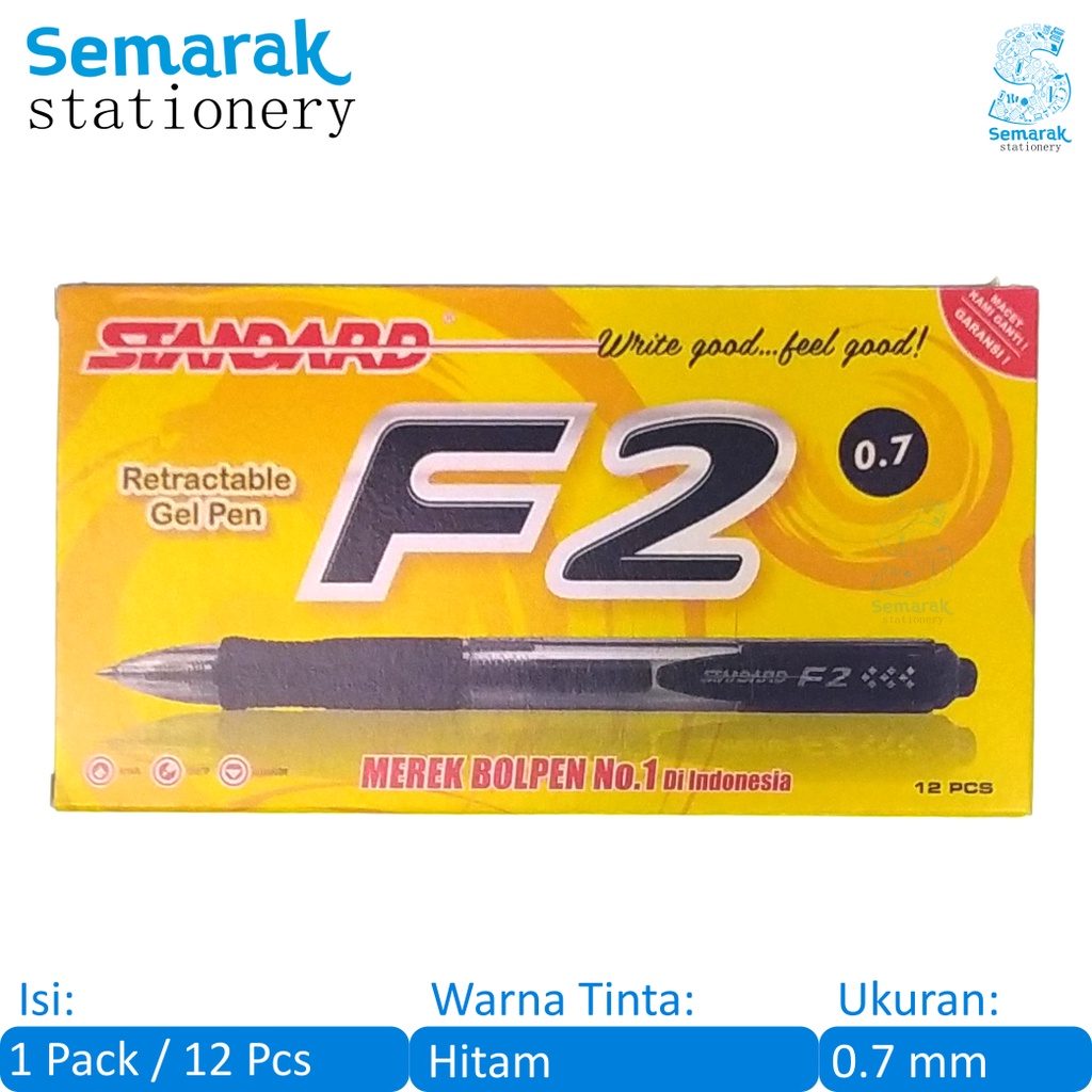 

Standard F2 Retractable Gel Pen Pulpen Jel Cetek 0.7 - Hitam [1 Pack / 12 Pcs]