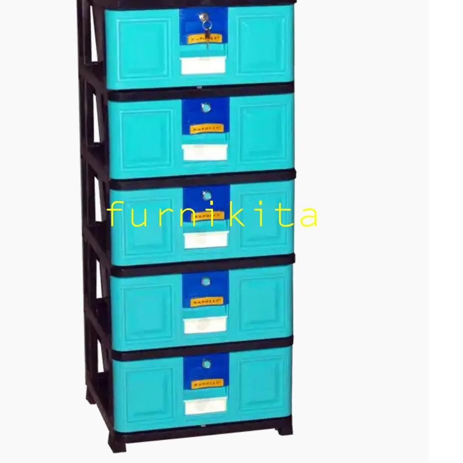 ➵ LEMARI PLASTIK LACI NAPOLLY SUSUN 5 CABINET SORONG ➧