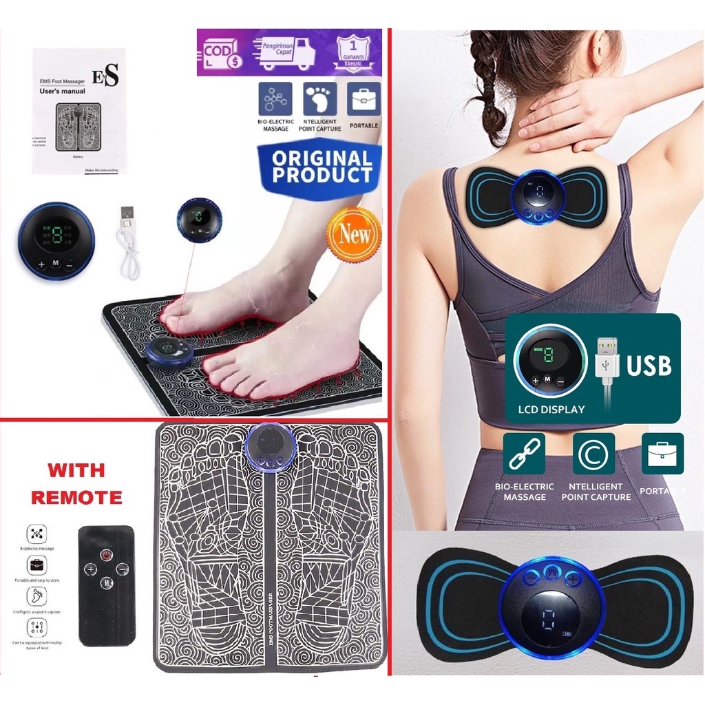 Alat pijat kaki badan leher pundak alat therapi kaki EMS foot massager recharge foot pad ems leher