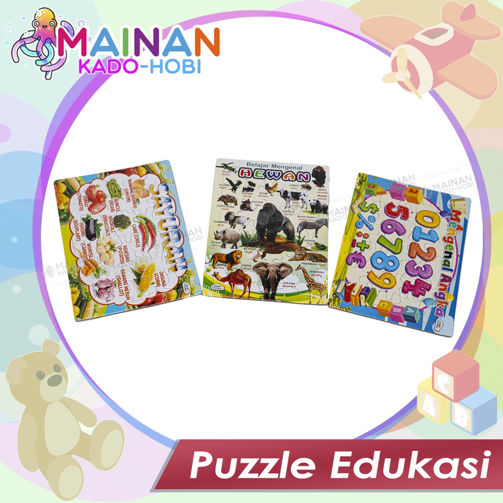 HADIAH HOBI MAINAN EDUKASI ANAK PUZZLE KARAKTER KARTUN LUCU UKURAN KECIL BESAR
