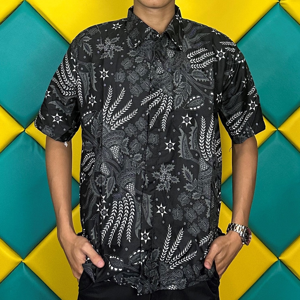 BSWART Batik HRB026 kenongo kemeja panjang anjani biru Pekalongan M L XL Batik Pria MURAH Modern Grosir