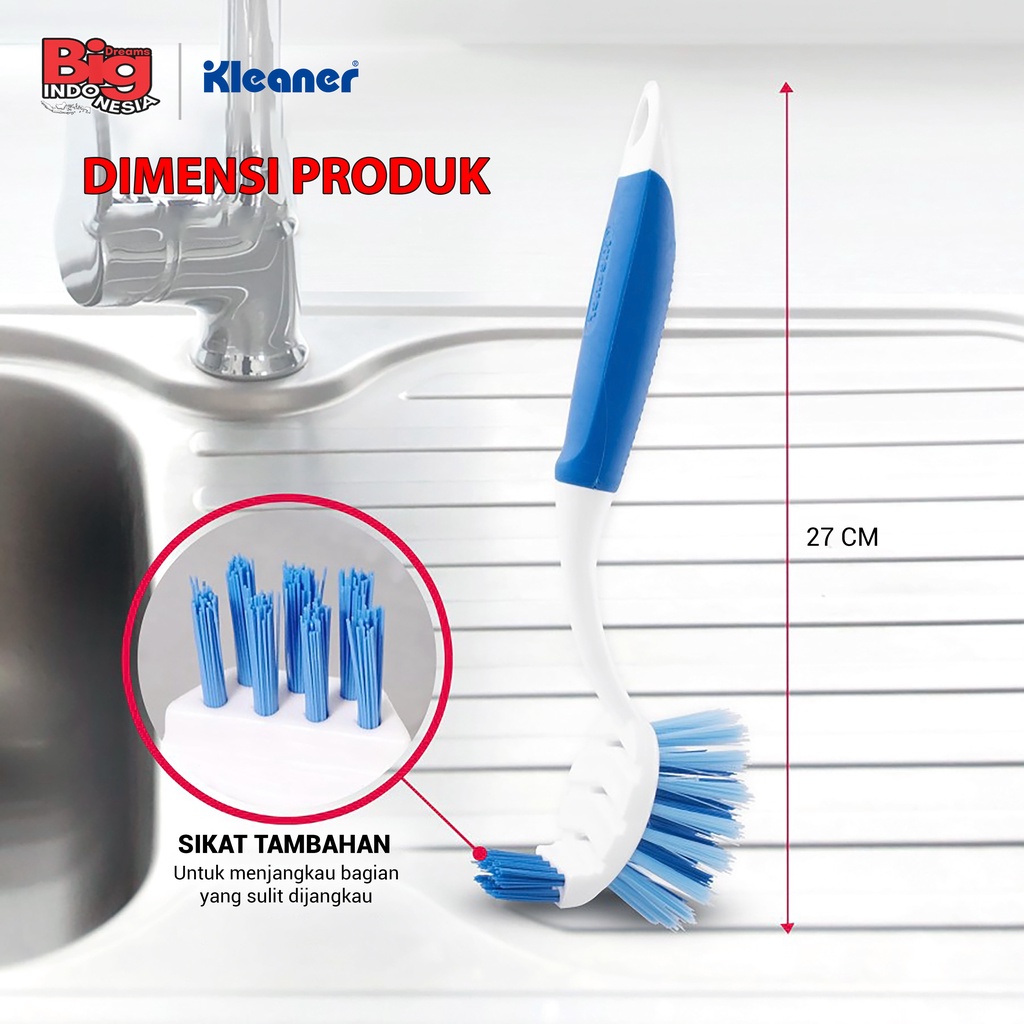 Sikat Peralatan Dapur Gagang Karet Lembut Kitchen Brush Serbaguna 27 Cm Kleaner K19017