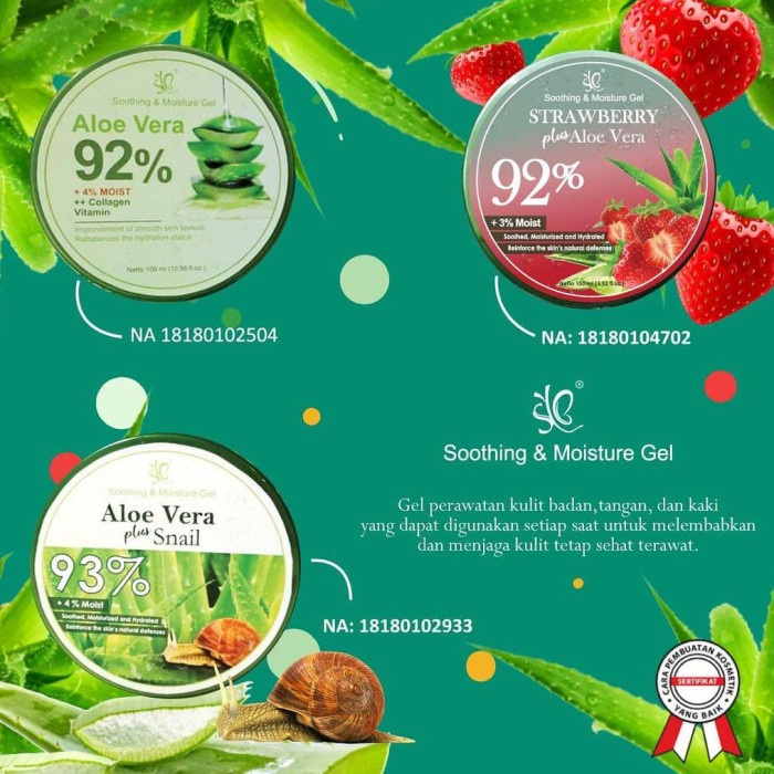 ✿ MADAME ✿ SYB SOOTHING &amp; MOISTURE GEL ALOE VERA PLUS SNAIL 93% / 92% PLUS STRAWBERRY BPOM