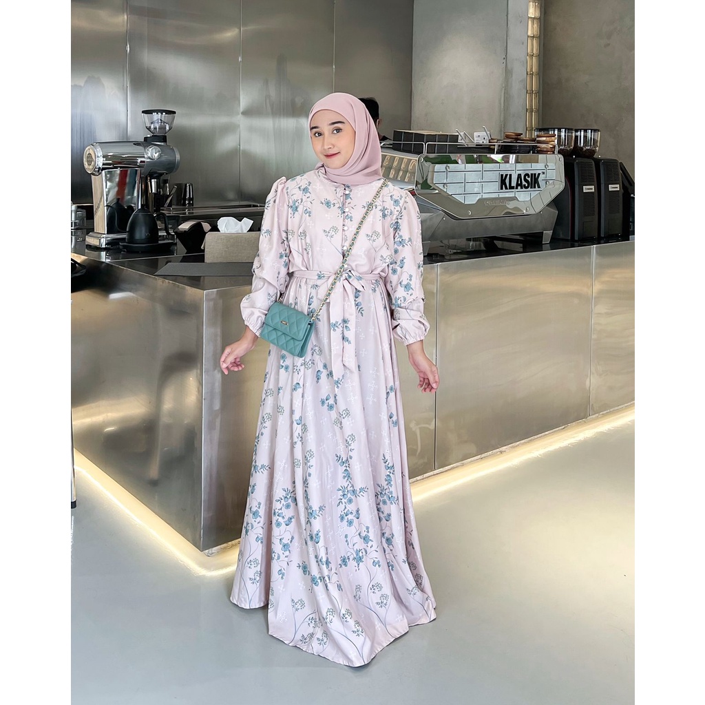 Alesya Flower Long Dress | Gamis premium acara formal cantik | Gamis bunga |