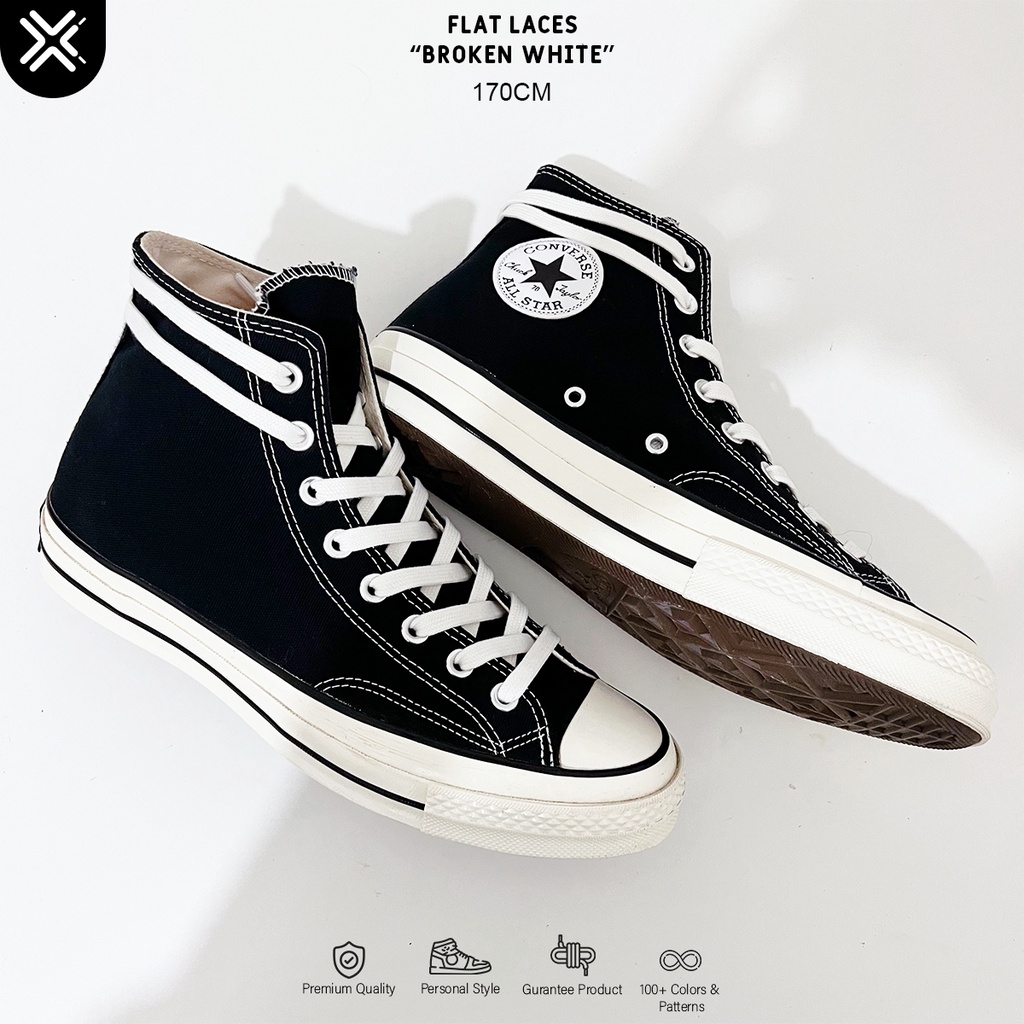 TALI SEPATU CONVERSE 70S BROKEN WHITE (FLAT LACES) | PREMIUM SHOELACES