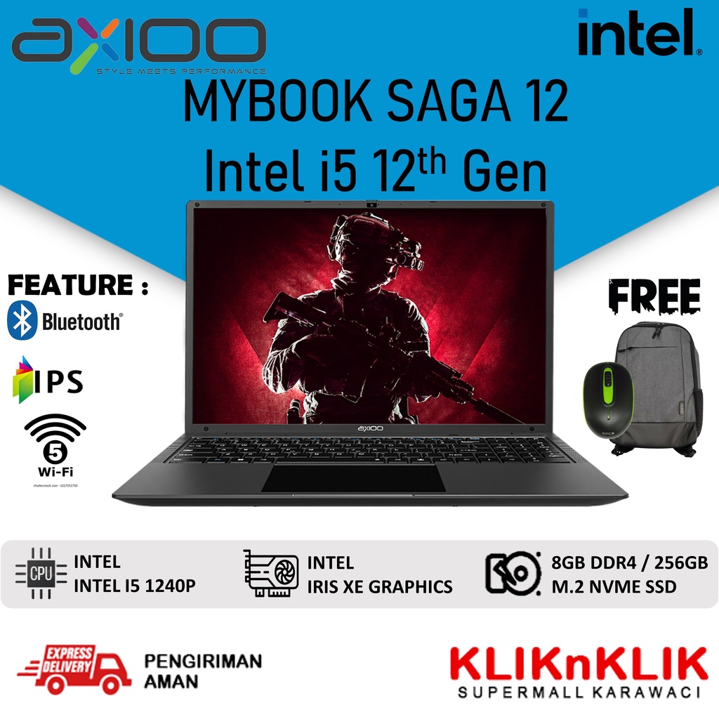 LAPTOP MURAH BARU AXIOO MYBOOK SAGA 12 INTEL CORE i5 1240P 8GB SSD 256GB 16 INCH WIN 11 HOME