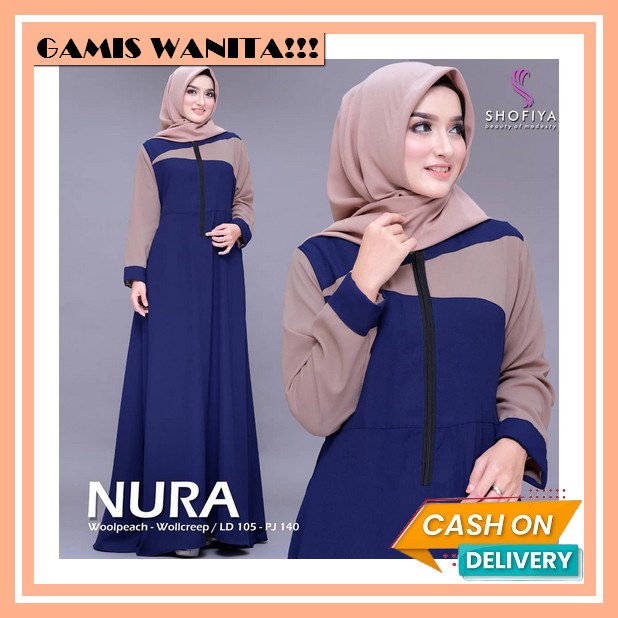 Baju Gamis Wanita Model Terbaru Sekarang Matt Ceruty Baby Doll Motif Bunga Besar Aksen Kancing Depan
