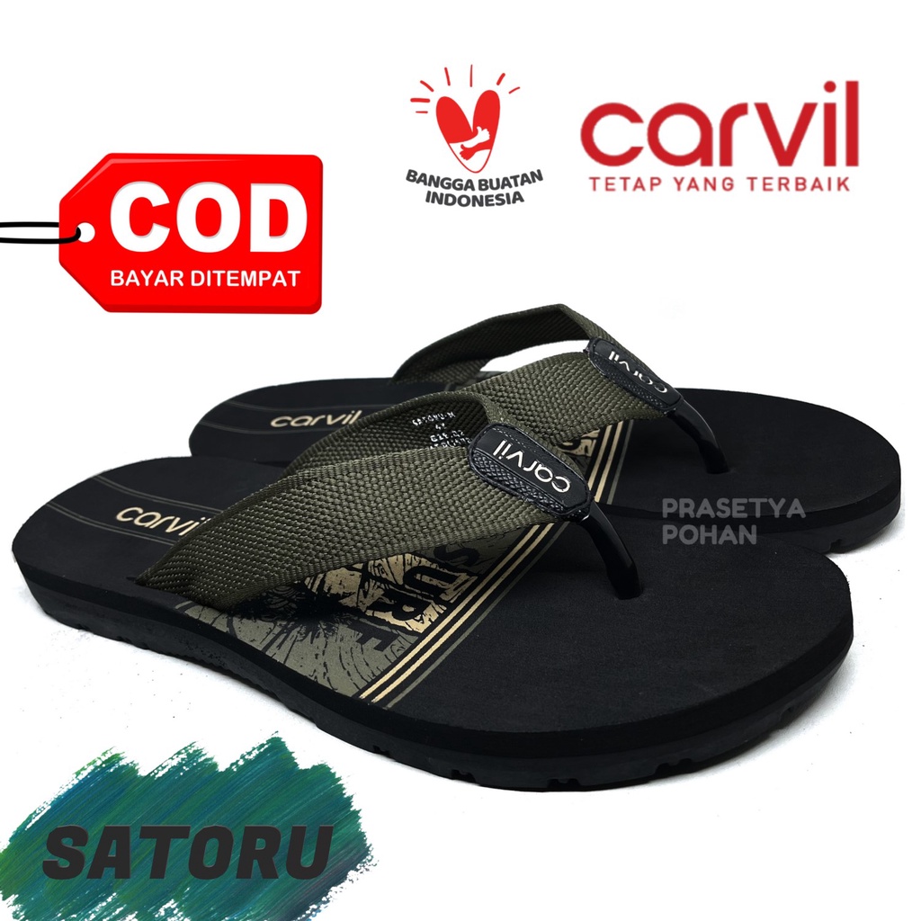 Sandal Pria Carvil Original Anti Air - Sendal Carvil Franco Grey