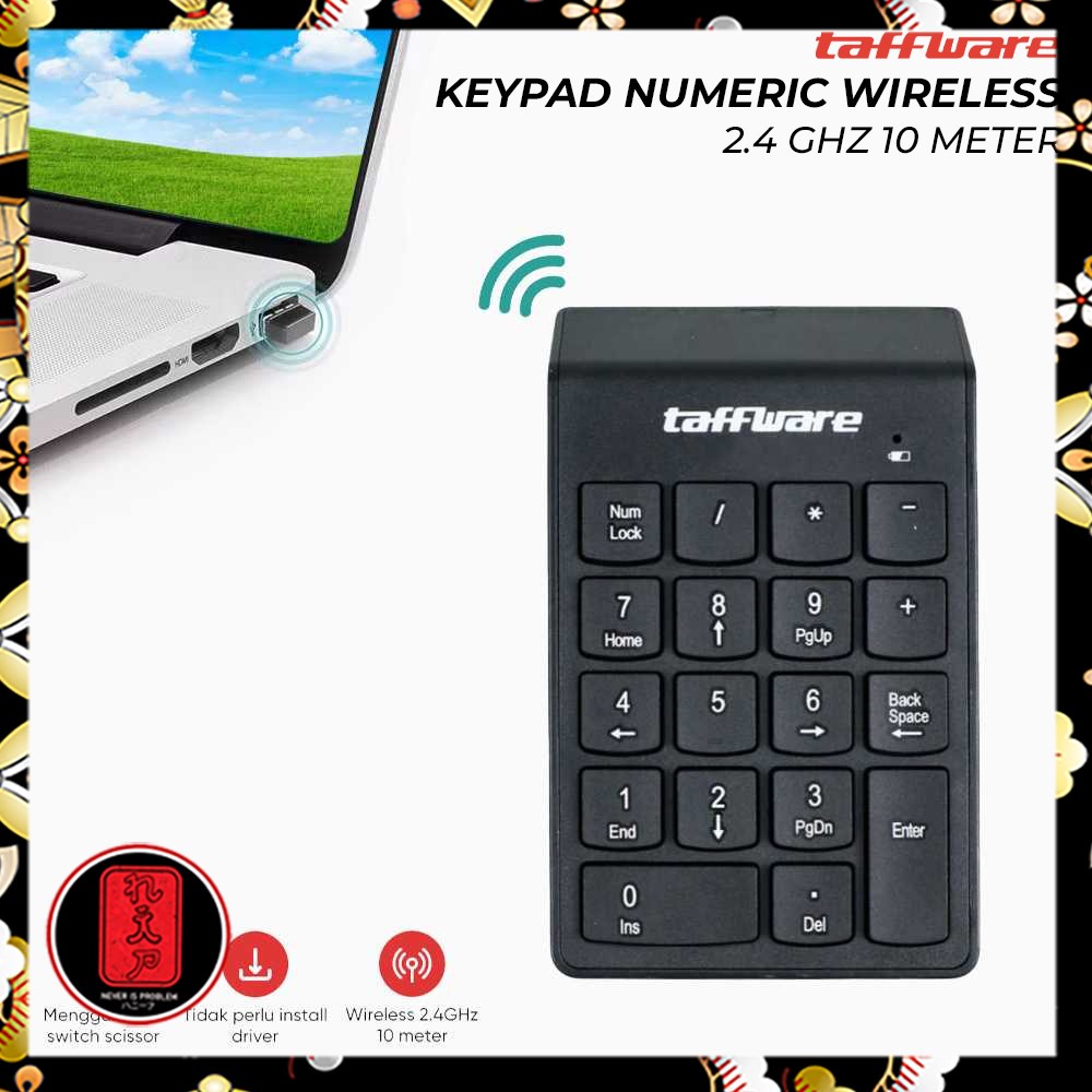 Taffware Keypad Numeric Wireless 2.4 GHz 10 Meter - i120 - Black