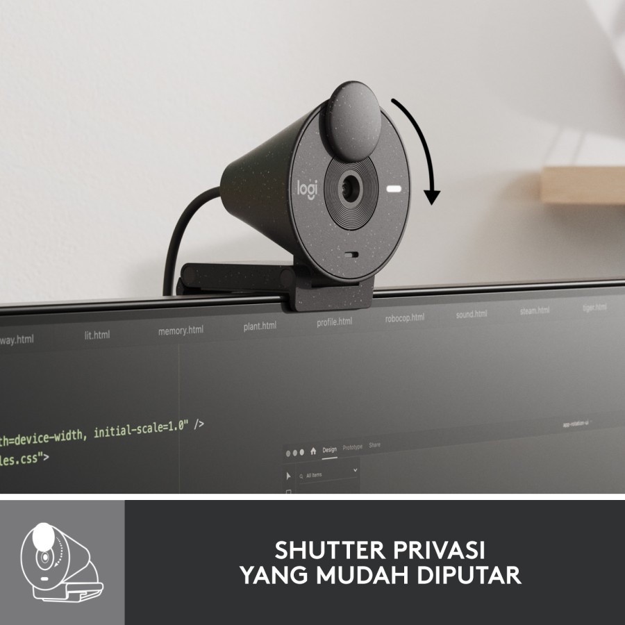 Webcam Logitech Brio 300 Full HD Shutter Privasi &amp; Noise-Reducing Mic