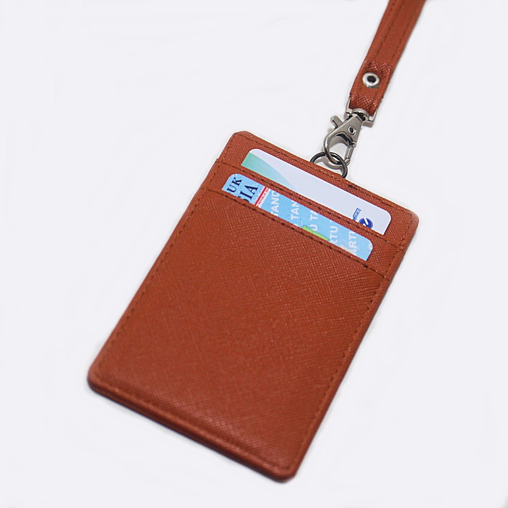 

AT Gantungan ID Card Pria Dan Wanita Kulit Taiga 3 Slot Kartu Dengan Tali Aksesoris Kantor