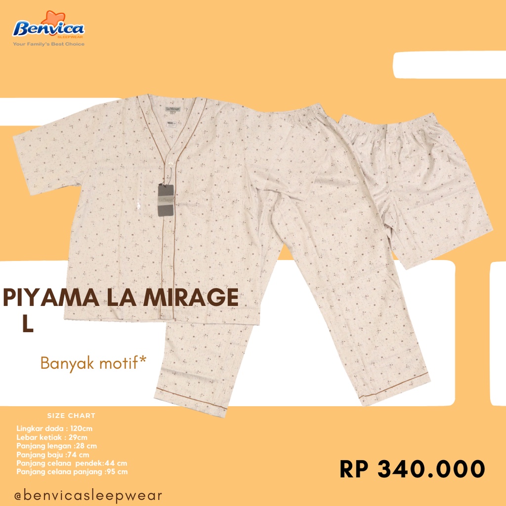 BAJU TIDUR PIYAMA LAKI-LAKI DEWASA KATUN L LA MIRAGE