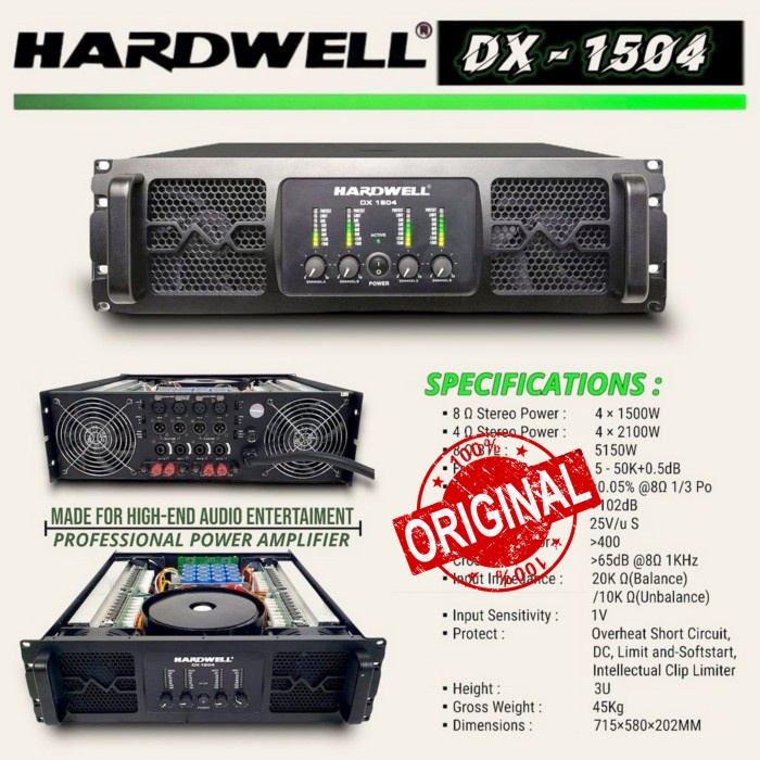 Power amplifier 4 channel hardwell dx 1504 / dx1504 Professional