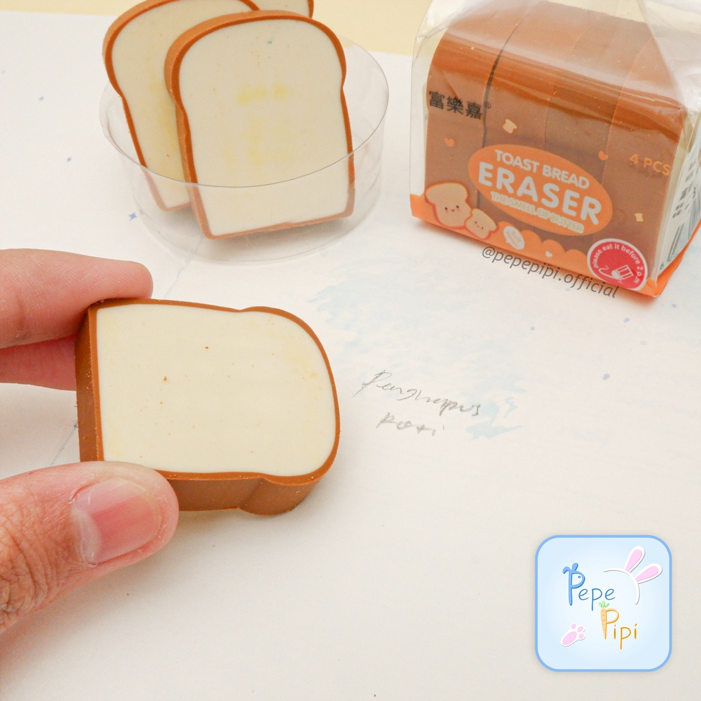 Penghapus 3D Toast Bread No.1311 Eraser Setip Stip Hapusan Pensil Satu Set Penghapus Roti