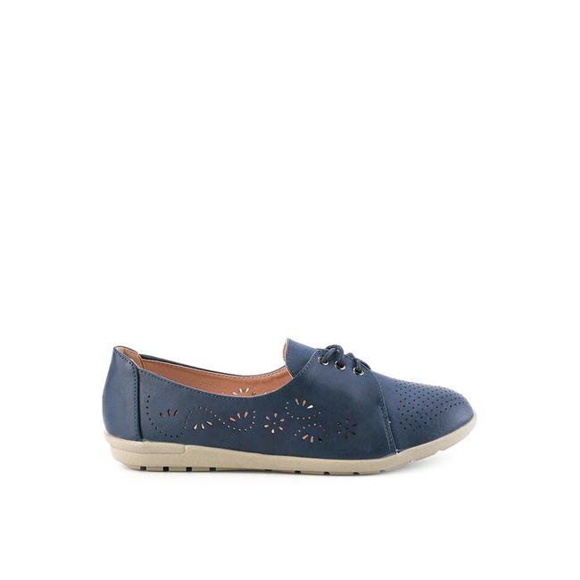 Sepatu Flat Cardinal Original PU insole Moccasin Ultah Keren Bermerk Abella 3 Wanita Female Navy Bir