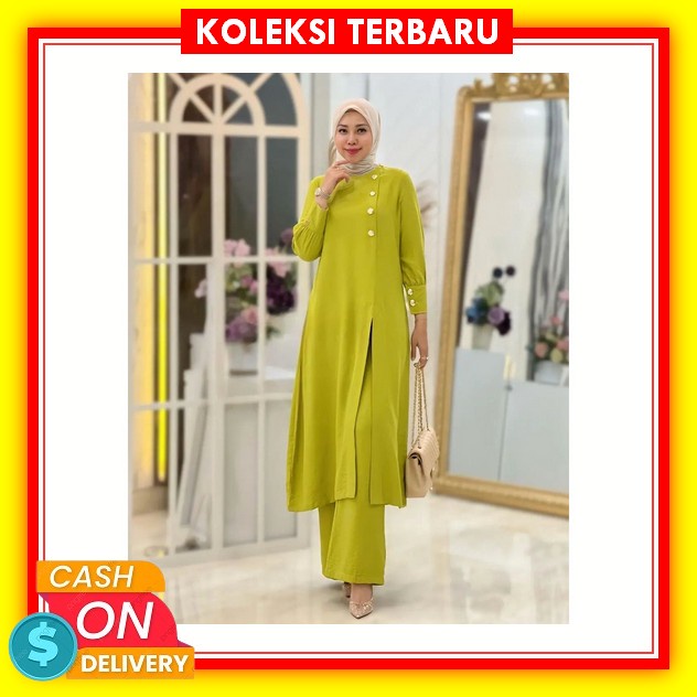 Diva Setelan By Amelia - Ld 120 - Cotton Crincle - Setelan Tunik Dan Celana Spassy Floww Set Ld 110 