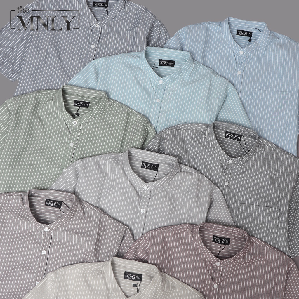 Kemeja Salur Shanghai Lengan Pendek Cotton Premium the MNLY Original