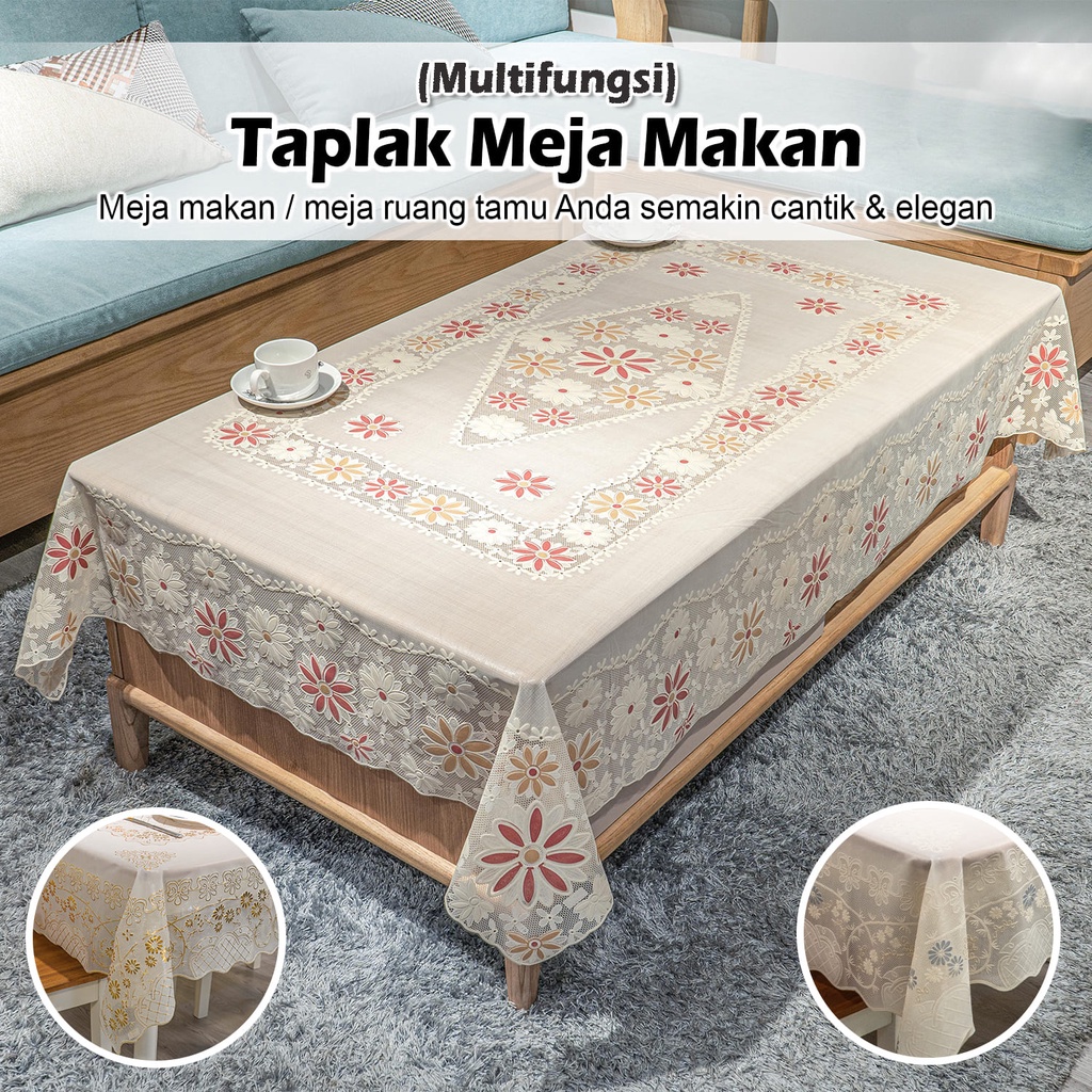 Lodoestar - Taplak Meja Makan Motif Bunga Ukuran 170cmx120cm Bahan PVC - D40-B