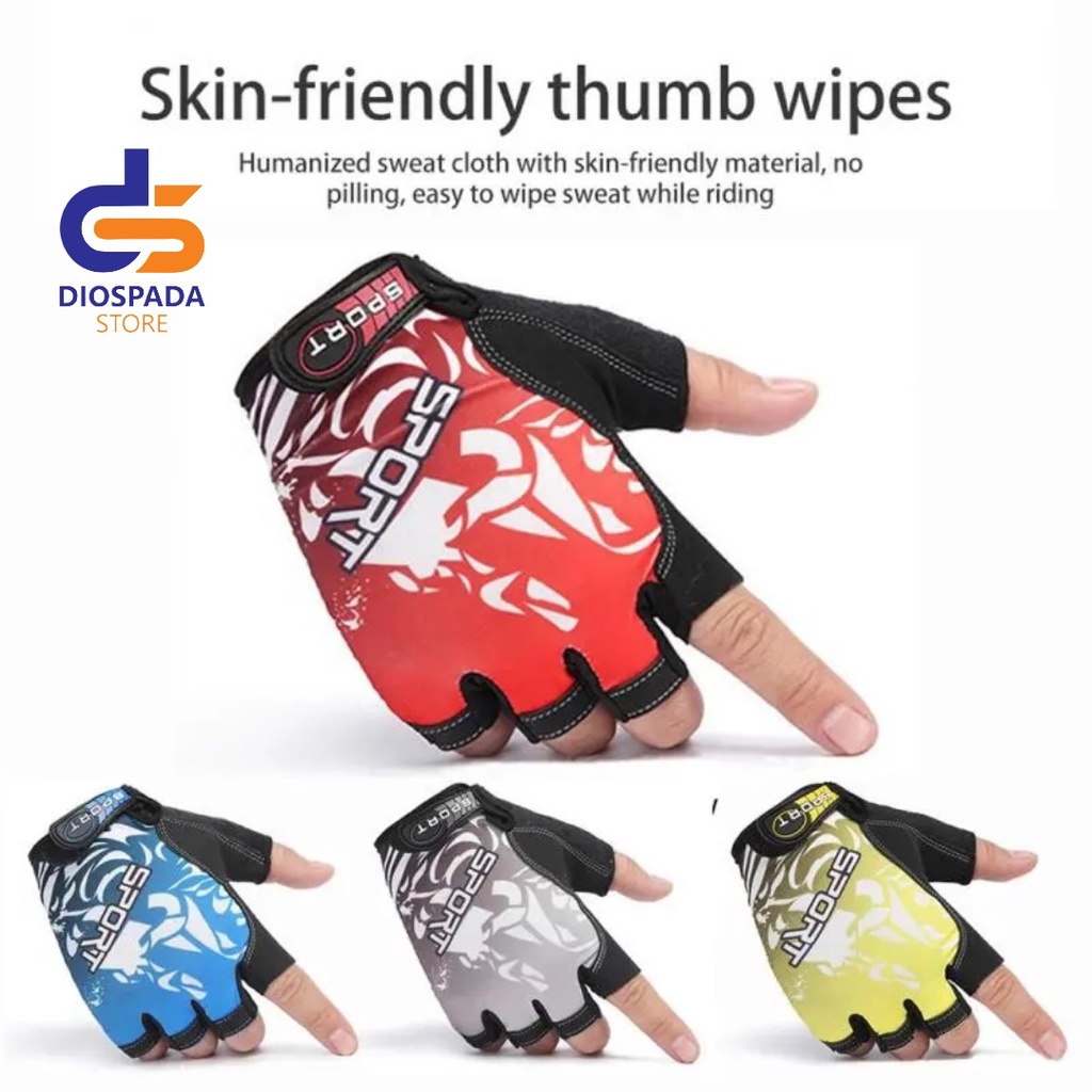 Sarung Tangan Half Finger Sepeda Fitness Gym Half Finger Anti-Slip Pria Wanita - ST-2