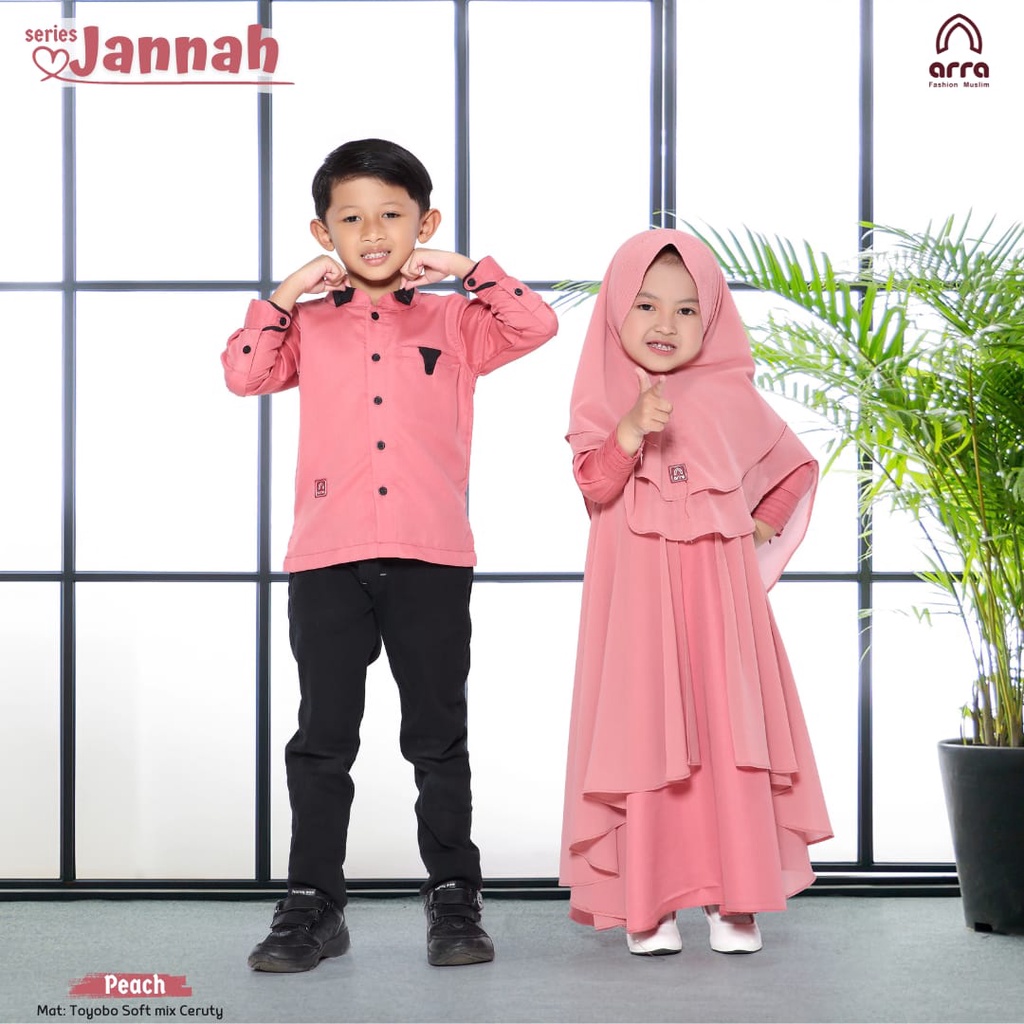 Sarimbit Keluarga 2023 Lebaran Arra Jannah Peach Baju Couple Keluarga Lebaran 2023