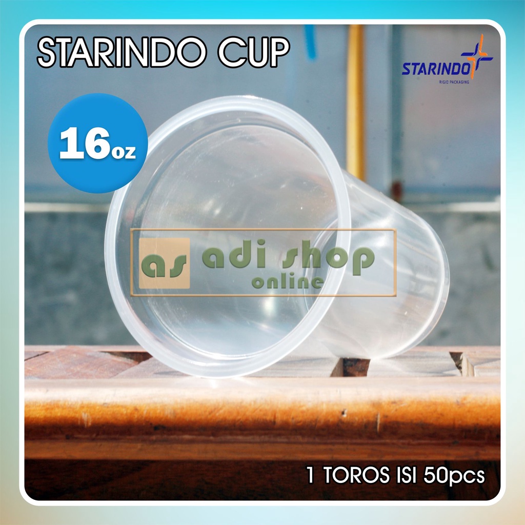 

2Xbtygneal Sakha Snack ) Gelas Cup Plastik Datar Starindo 16Oz Tebal 7Grm 1 Slop Isi 50Cup