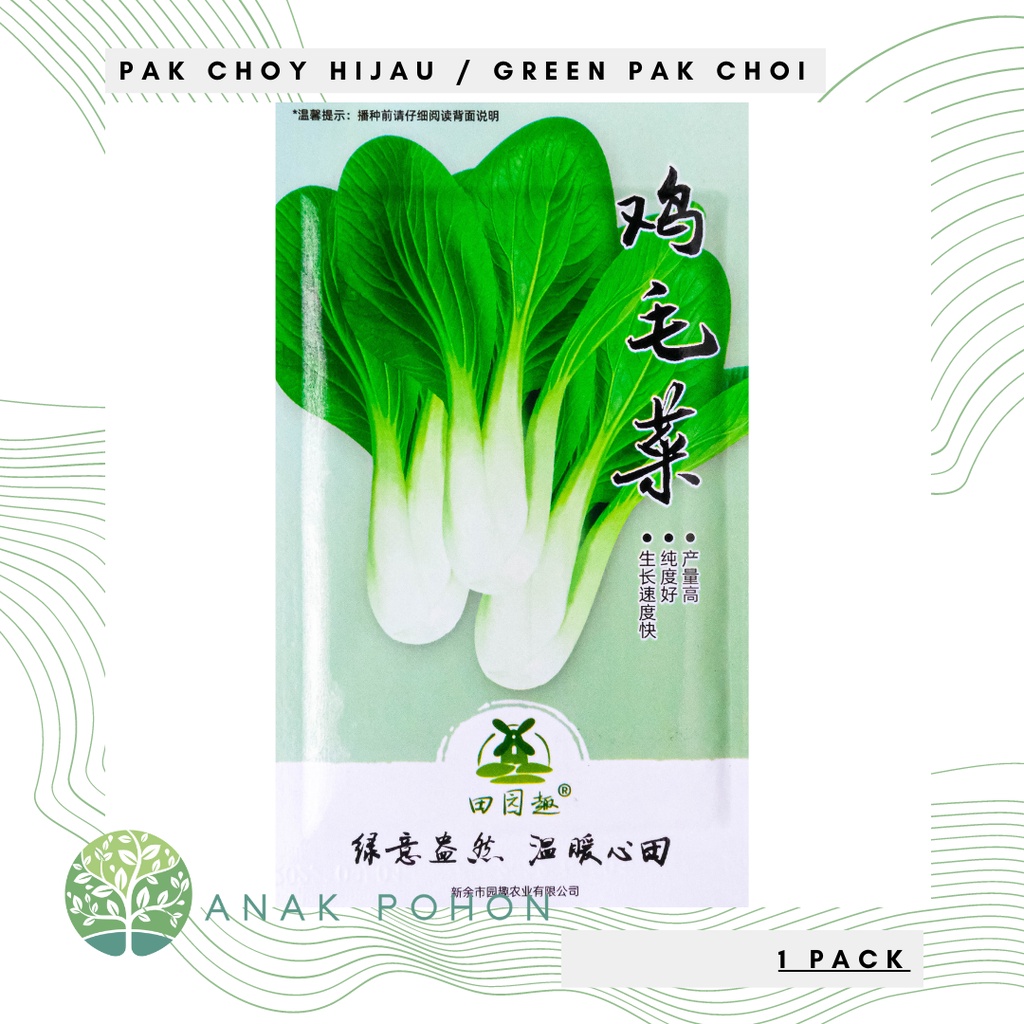 (1 PACK) Benih Sawi Pak Choy Hijau / Green Pak Choi Seeds Retail Pack - IMPORT