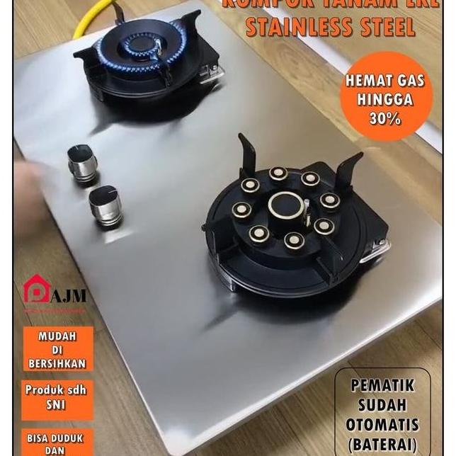 Kompor Lkl Premium Stainles Steel/Kompor Tanam 2 Tungku Yinsastor