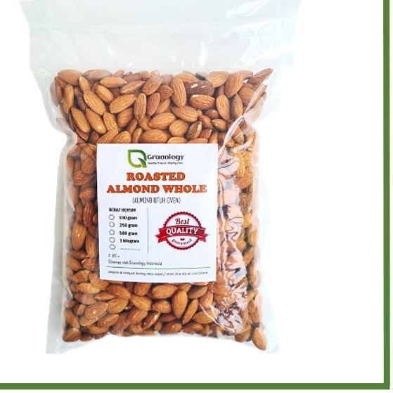 

➶ Roasted Almond Whole / Almond Utuh Panggang / Almond Panggang (1 Kilogram) by Granology ☑