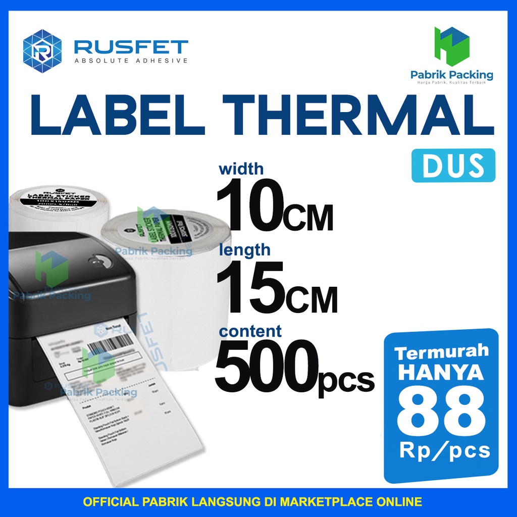 

Label Thermal Stiker Barcode Label A6 500pcs Thermal Rusfet Dus Ekspedisi