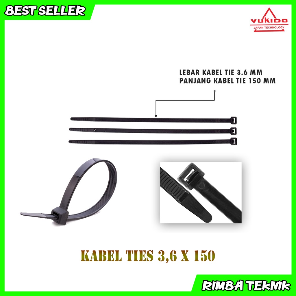 Kabel Ties Hitam 3.6x150mm / 15cm 1 Pack Isi 100pcs Cable tie/kabel tis Nylon