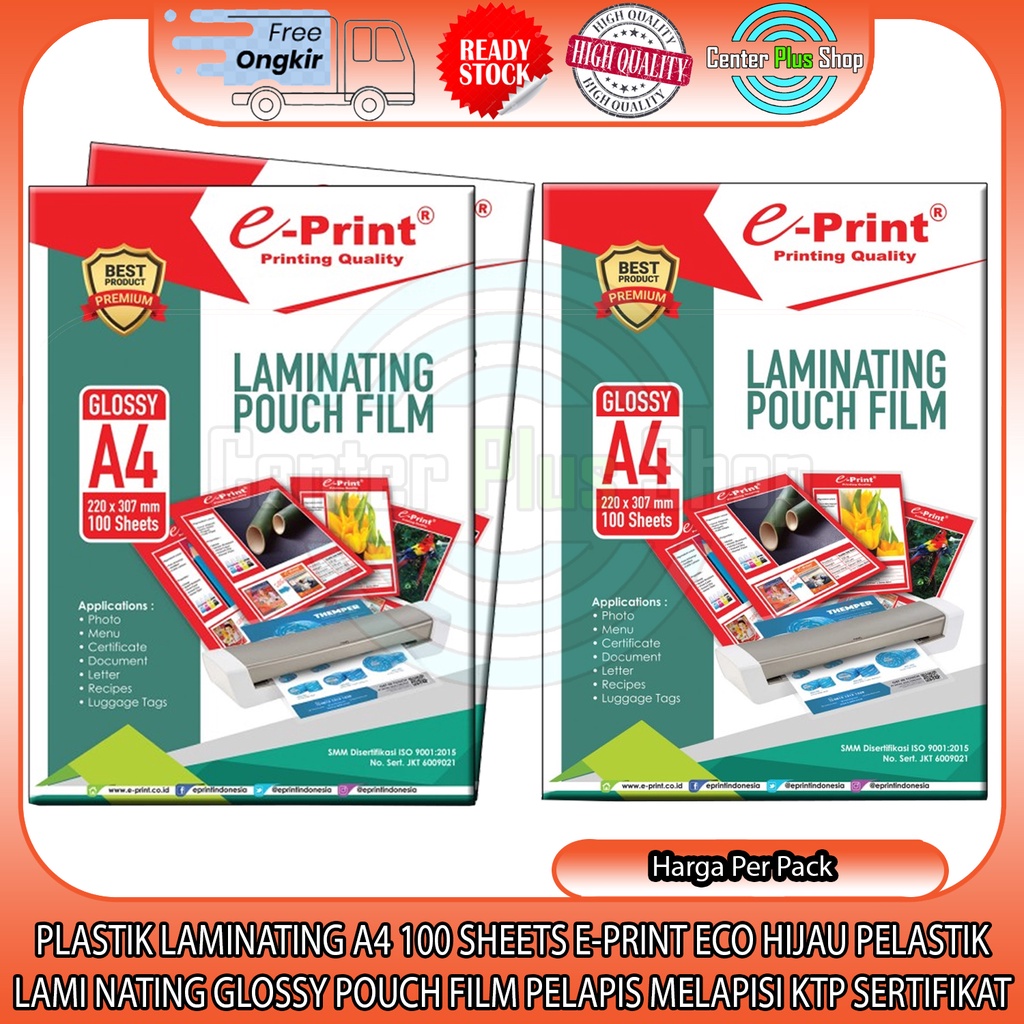 

PLASTIK LAMINATING A4 100 SHEETS E-PRINT ECO HIJAU PELASTIK LAMI NATING GLOSSY POUCH FILM PELAPIS MELAPISI KTP SERTIFIKAT DOKUMEN DOCUMEN PENGHARGAAN ISI 100 PCS 220X307 MM LAPISAN MELINDUNGI PELINDUNG SURAT MENYURAT KARTU PHOTO FOTO DOCUMENT DOCUMEN